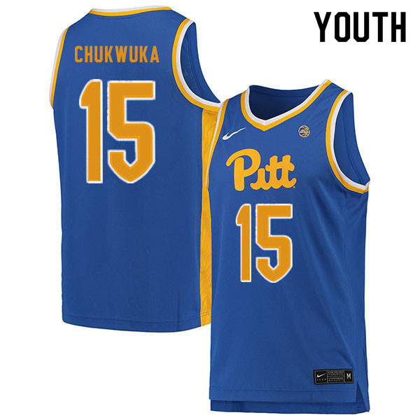 Youth #15 Kene Chukwuka Pitt Panthers College Basketball Jerseys Sale-Blue
